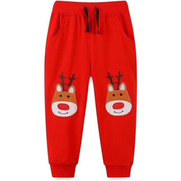 Boys & Girls Sweatpants Cute Embroidery Christmas Pants Available for 2-7Years - Picture 1 of 5